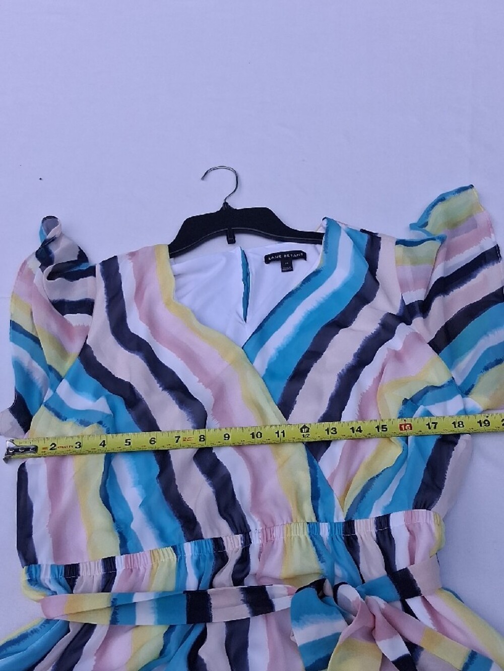 Lane Bryant Multicolor Pastel Striped‎ Wrap Midi Dress - Picture 14 of 15
